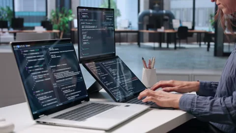 Software Engineer Working On Secure Coding Stock-Footage 347904089