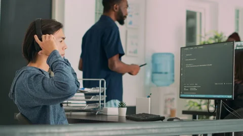 Software engineer working on user interface and writing code with html script Stock Footage 231449880