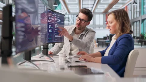 Software Engineer Writes Code On Computer Stock Footage 332500816