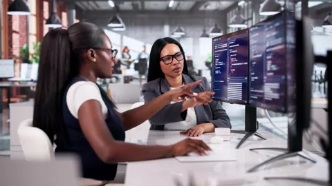 Software Engineer Writing Agile Code On Computer Stock Footage 333401375