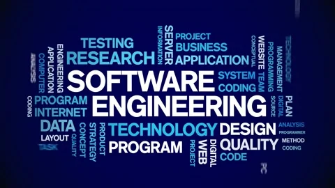 Software Engineering Animated Tag Word Cloud,Text Animation seamless loop. Stock Footage 151826034