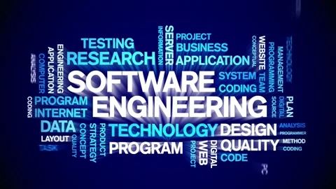 Software Engineering Animated Tag Word Cloud,Text Animation seamless loop. Stock Footage 151826178