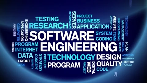 Software Engineering Animated Tag Word Cloud,Text Animation seamless loop. Stock Footage 151826448