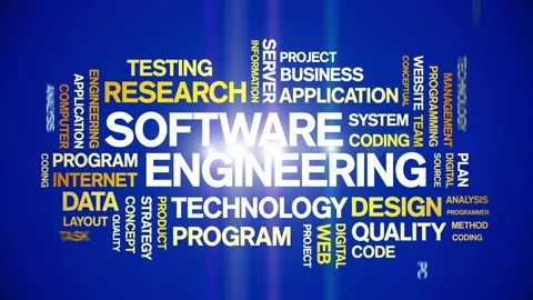 Software Engineering Animated Tag Word Cloud,Text Animation seamless loop. Stock Footage 151828895