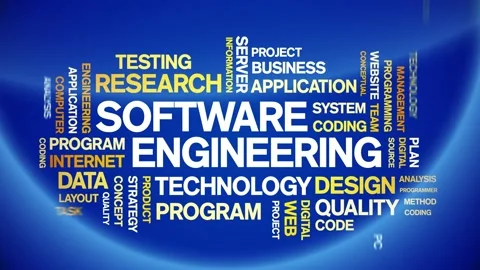 Software Engineering Animated Tag Word Cloud,Text Animation seamless loop. Stock Footage 151829117