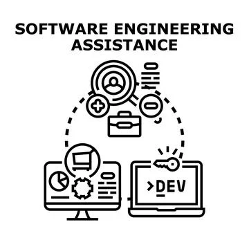 Software engineering assistance creating development solutions イラスト素材