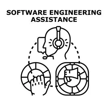 Software engineering assistance providing solutions and support Stock Illustration