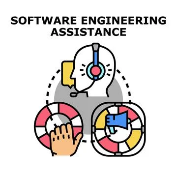 Software engineering assistance providing solutions and support Stock Illustration