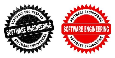 SOFTWARE ENGINEERING Black Rosette Stamp Seal with Grunge Texture Stock Illustration