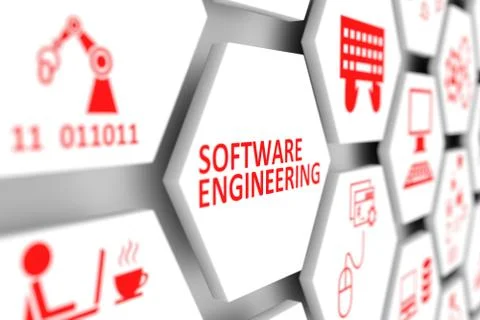 Software engineering concept cell blurred background 3d illustration Stock Illustration