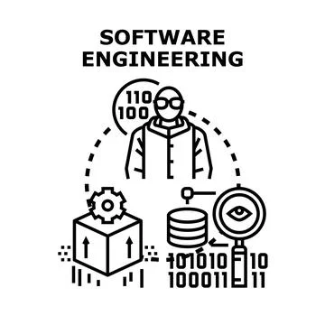 Software engineering concept with developer coding data イラスト素材