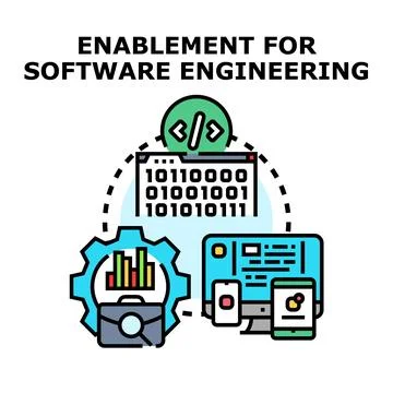 Software engineering enablement for digital development process Stock Illustration