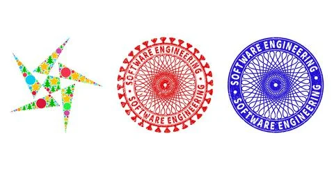 Software Engineering Grunge Stamps and Abstraction Mosaic of New Year Symbols Stock Illustration
