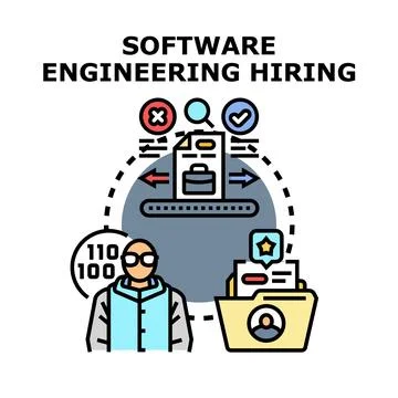 Software engineering hiring process and developer selection Stock Illustration