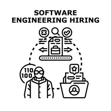 Software engineering hiring process and developer selection Illustrazione stock