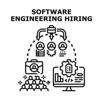 Software engineering hiring process selecting talent Stock Illustration