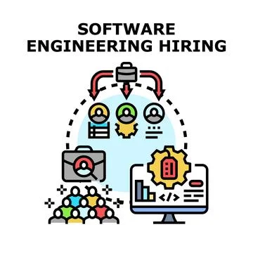Software engineering hiring process selecting talent Stock Illustration