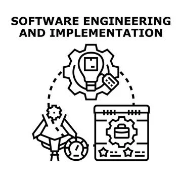 Software engineering implementation developing innovative solutions concept 库存插图
