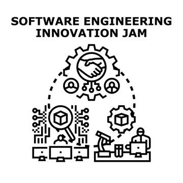 Software engineering innovation jam developing teamwork and research イラスト素材