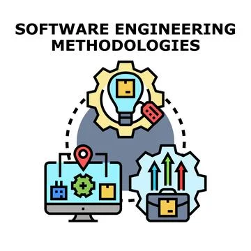 Software engineering methodologies concept illustrating development process 库存插图