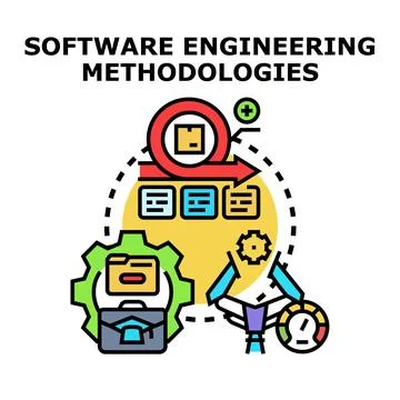 Software engineering methodologies development process illustration Stock Illustration