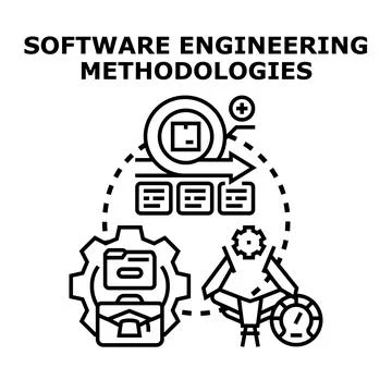 Software engineering methodologies development process illustration Stock Illustration