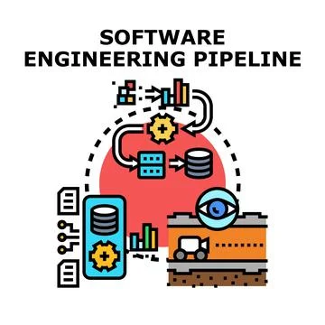Software engineering pipeline process developing digital infrastructure Stock Illustration