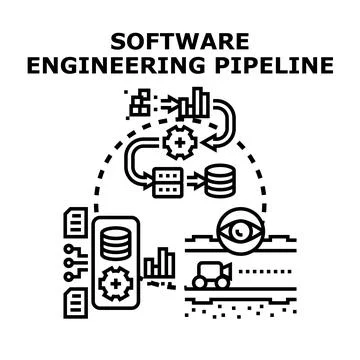 Software engineering pipeline process developing digital infrastructure 스톡 일러스트
