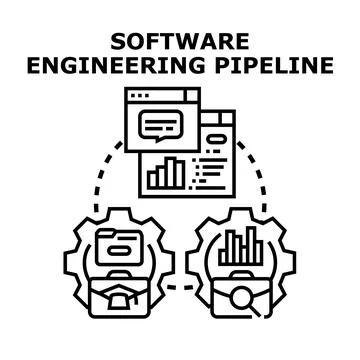 Software engineering pipeline process development creating new products Illustrazione stock