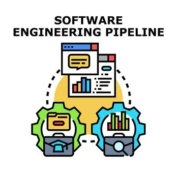 Software engineering pipeline process development creating new products Stock Illustration