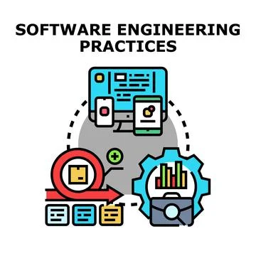 Software engineering practices developing application solution concept Stock-Illustration
