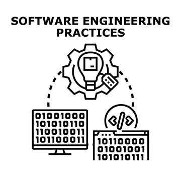Software engineering practices developing new product solutions Illustrazione stock