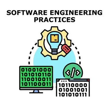 Software engineering practices developing new product solutions Stockillustratie