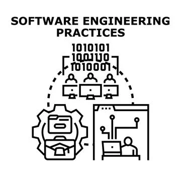 Software engineering practices development and it solutions Stock Illustration