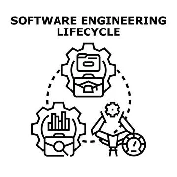 Software engineering project development lifecycle process Illustrazione stock