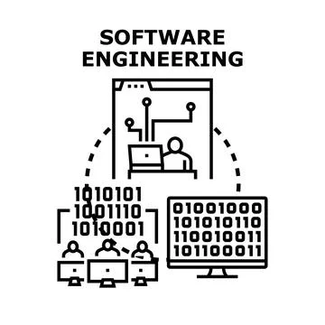 Software engineering team developing digital technology solution 库存插图