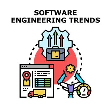 Software engineering trends developing digital business solutions Illustrazione stock