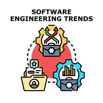 Software engineering trends developing solutions and processes Stock Illustration