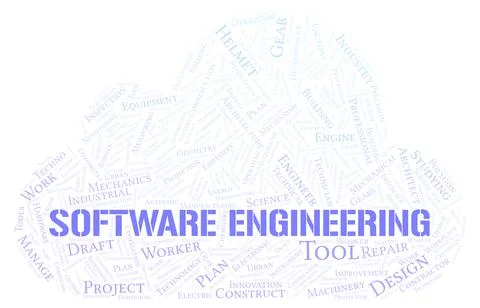 Software Engineering typography word cloud create with the text only Stock Illustration