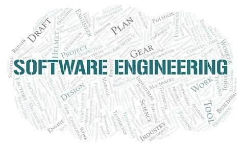 Software Engineering typography word cloud create with the text only Stock Illustration