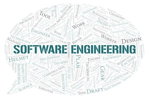 Software Engineering typography word cloud create with the text only Stock Illustration