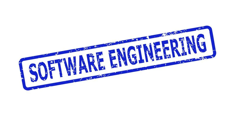 SOFTWARE ENGINEERING Watermark with Unclean Surface and Rounded Rectangle Frame Stock Illustration