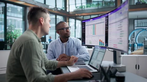 Software Engineers Analyze Split Test Results Stock Footage 346927698
