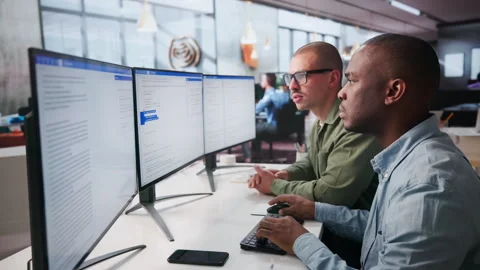 Software Engineers Coding Secure Web Applications Together. Stock Footage 335878291