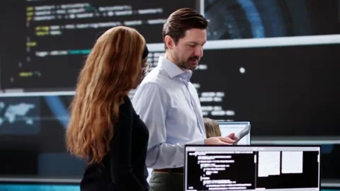 Software Engineers Developers Using Desktop Computers Stock Footage 301339538