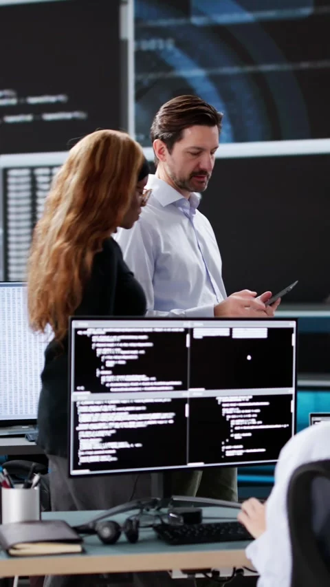 Software Engineers Developers Using Desktop Computers Stock Footage 301827399