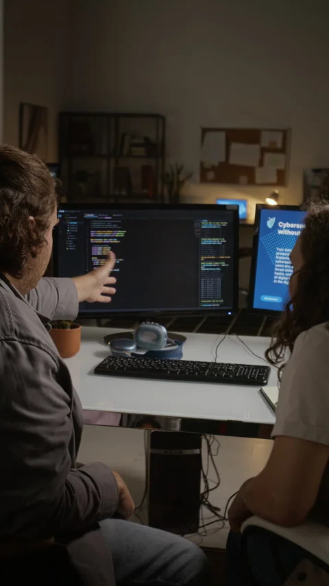 Software Engineers Giving High Five after Coding on Computer Stock-Footage 348152588