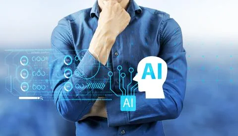 Software engineers work to develop AI systems for work.,Programmers design .. Stock-Illustration