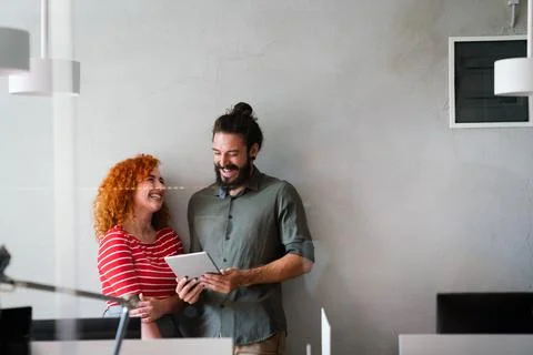 Software engineers working on project and programming in company. Startup 스톡 사진