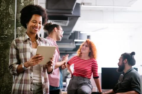 Software engineers working on project and programming in company. Startup 스톡 사진